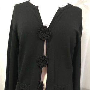 Knit Chic Black Stretch Knit Cardigan Sweater